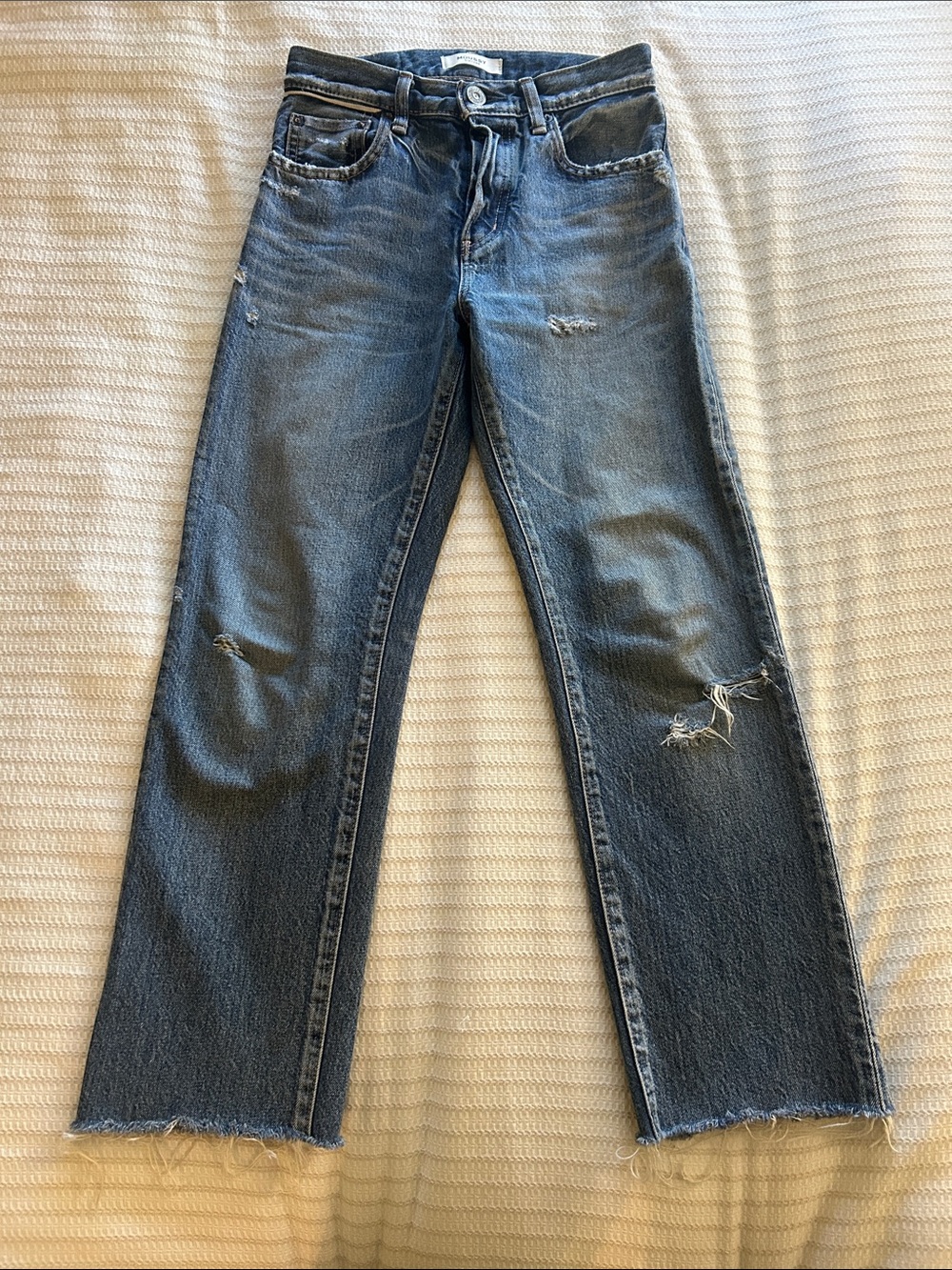 Moussy Vintage Distressed Straight-Leg Jeans